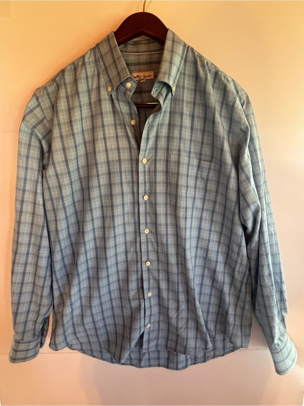 Peter Millar Men's Light Blue Plaid Button-Down Shirt
